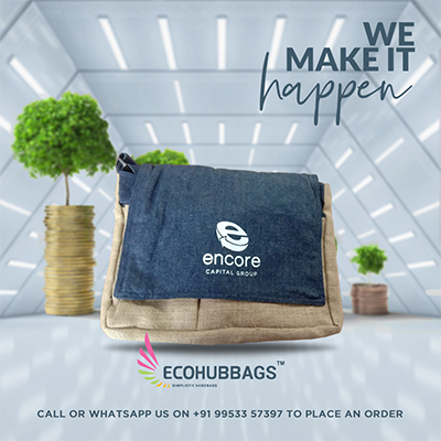 Denim Jute Messanger Bag - Ecohub Bags
